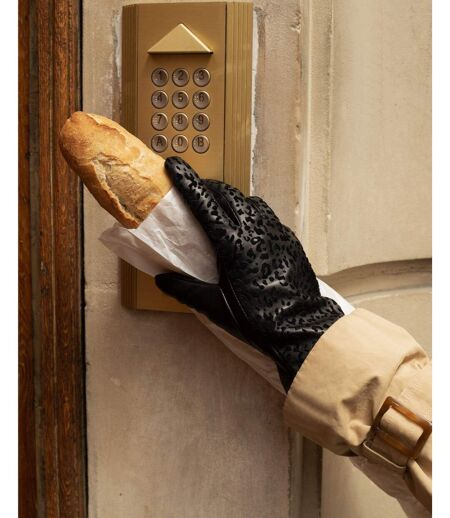 Isotoner Gants femme cuir d'agneau pleine fleur doublé microfourrure