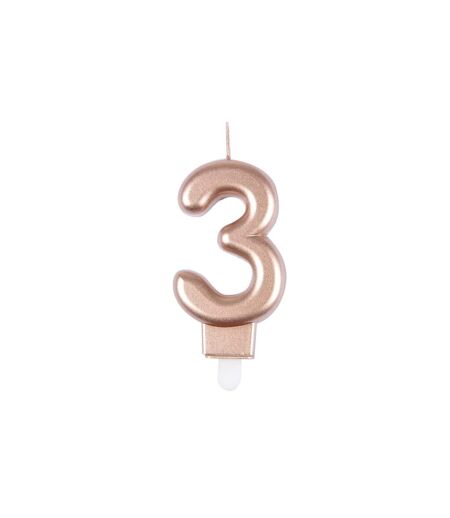 Bougie d'Anniversaire Chiffre 3 7cm Rose Gold