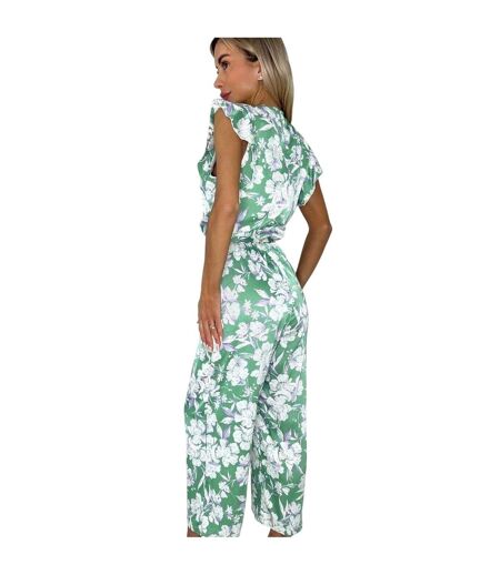 Combinaison Manches Ruchées Motif/style Floral Femme Vert AX Paris