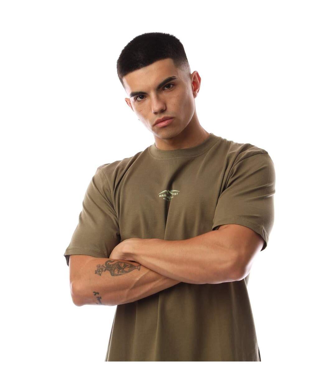 Mens Mountain Logo Regular T-shirt Khaki Marshall Artist-4