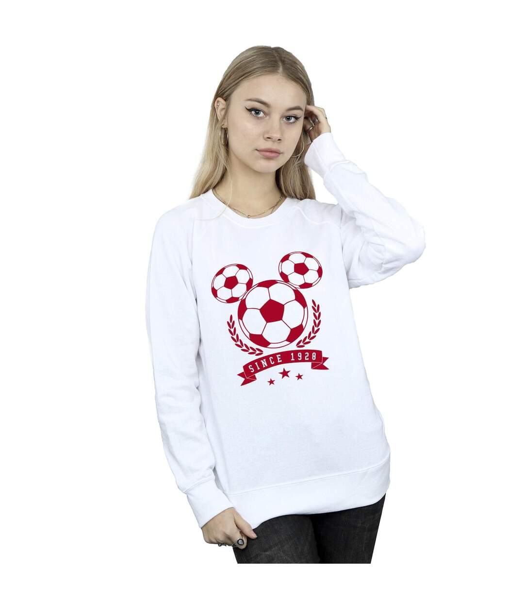 Disney Sweatshirt femme/femme Mickey Football Head (Blanc) - UTBI28765-2
