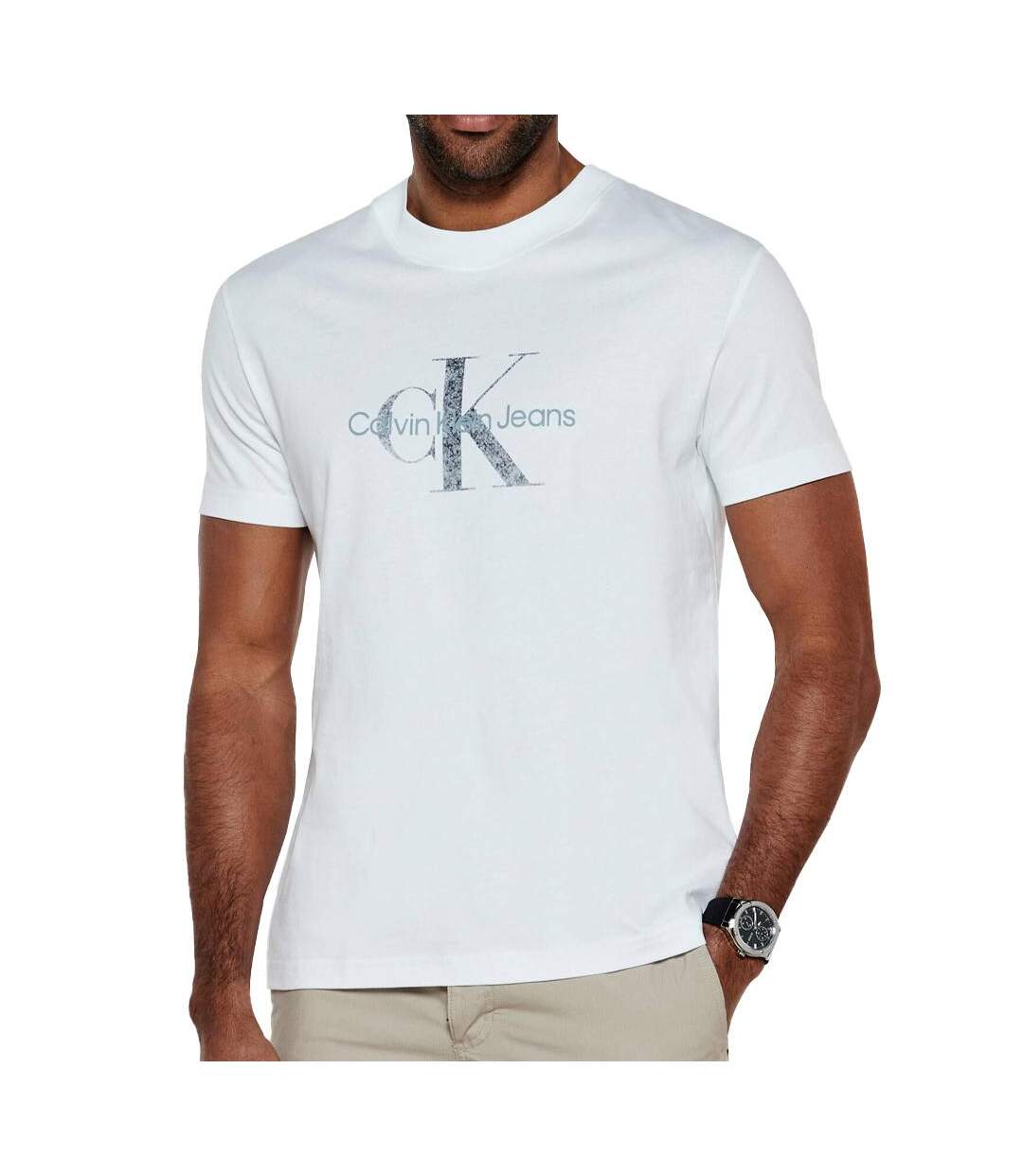 T-shirt blanc homme calvin klein jeans atmosphere - l-1