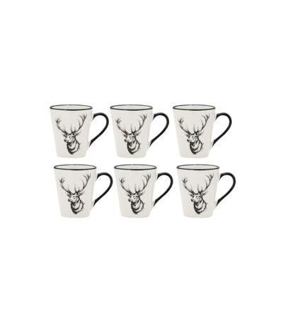 Vaisselle Cerf en porcelaine blanche et noire (lot de 6) Tasse