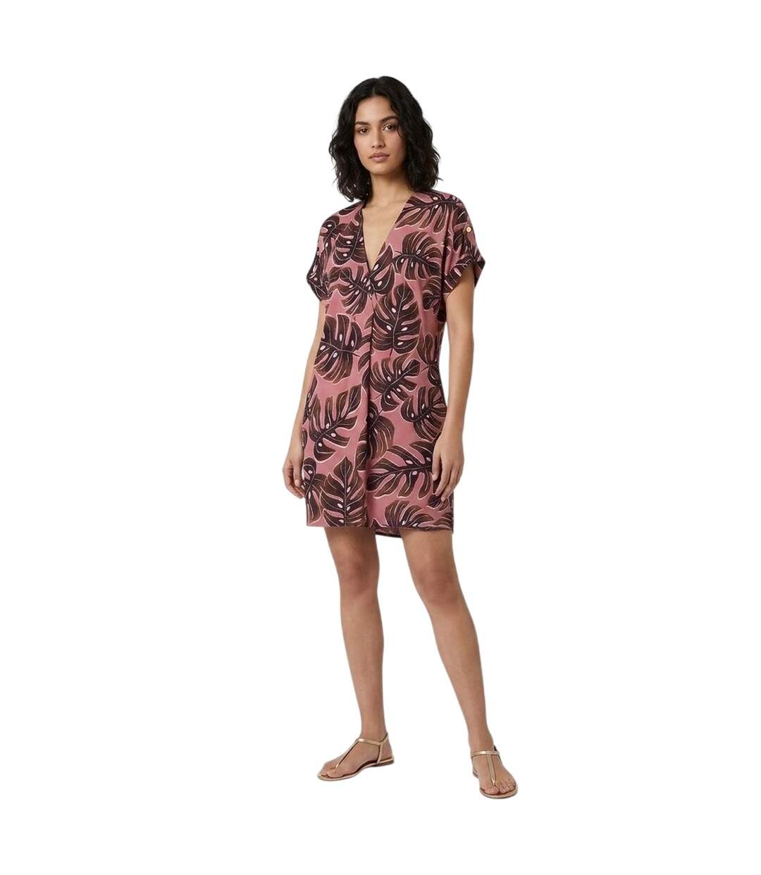Womens/ladies All-over Print Tunic Dress Sunkissed Palm Leaf Biba-4