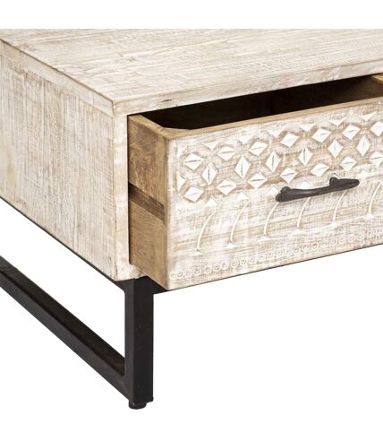 Table basse 2 tiroirs Ajay - Beige et noir