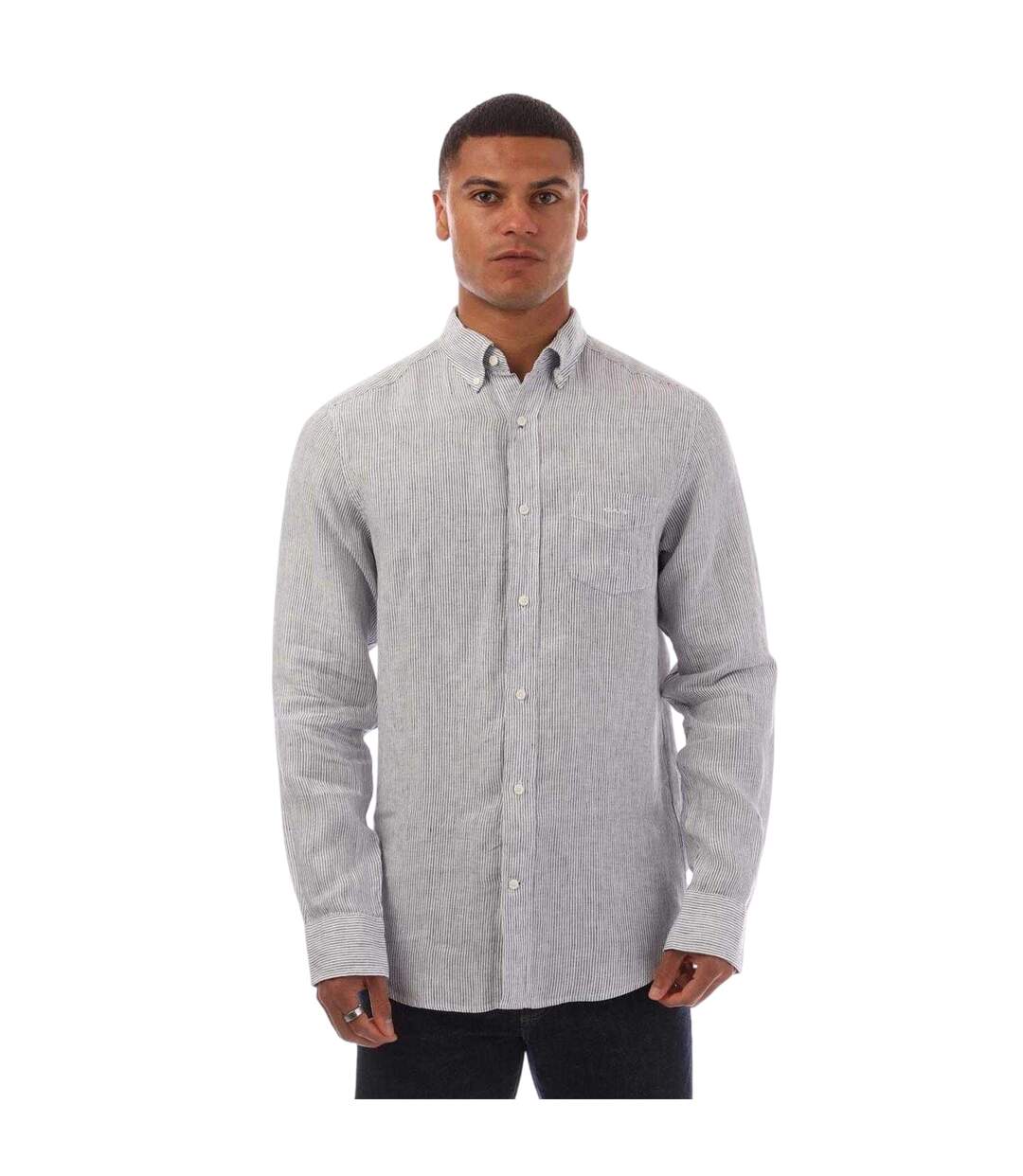Chemise Motif/style Fines Rayures Homme Blanc Gant-1