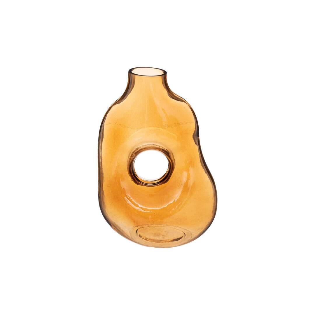 Vase Donut en Verre Solag 25cm Ambre