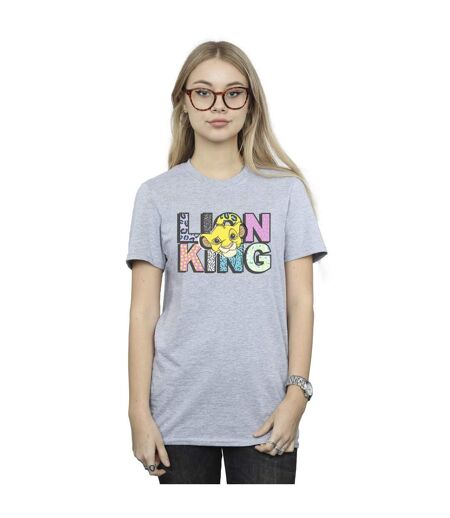 Disney Womens/Ladies The Lion King Pattern Logo Cotton Boyfriend T-Shirt (Gris sportif) - UTBI29472