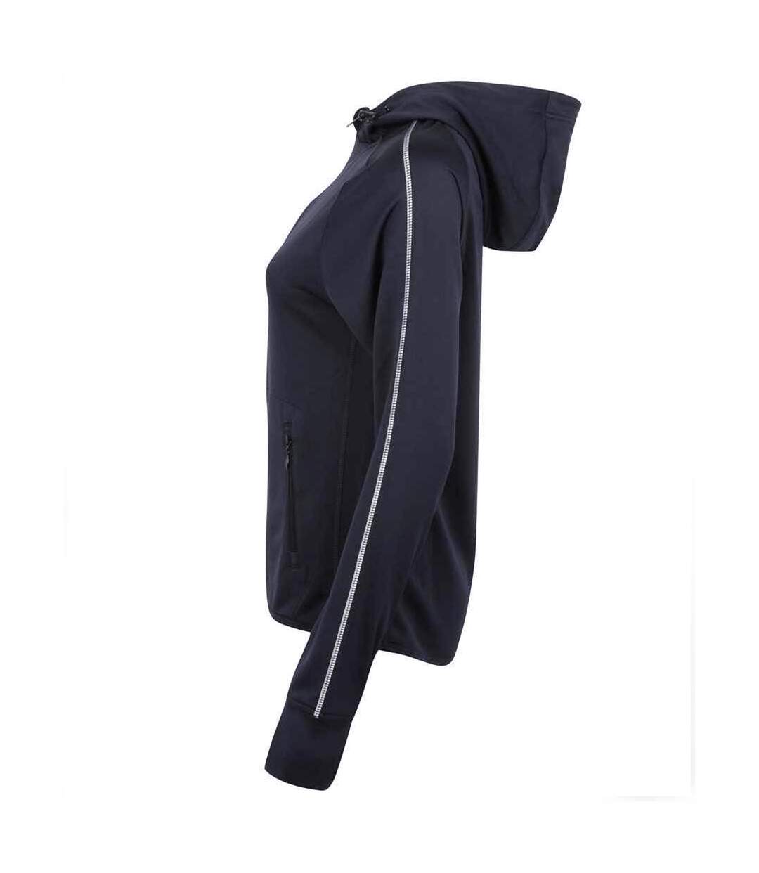 Tombo Teamsport Womens/Ladies Lightweight Running Hoodie With Reflective Tape (Navy)