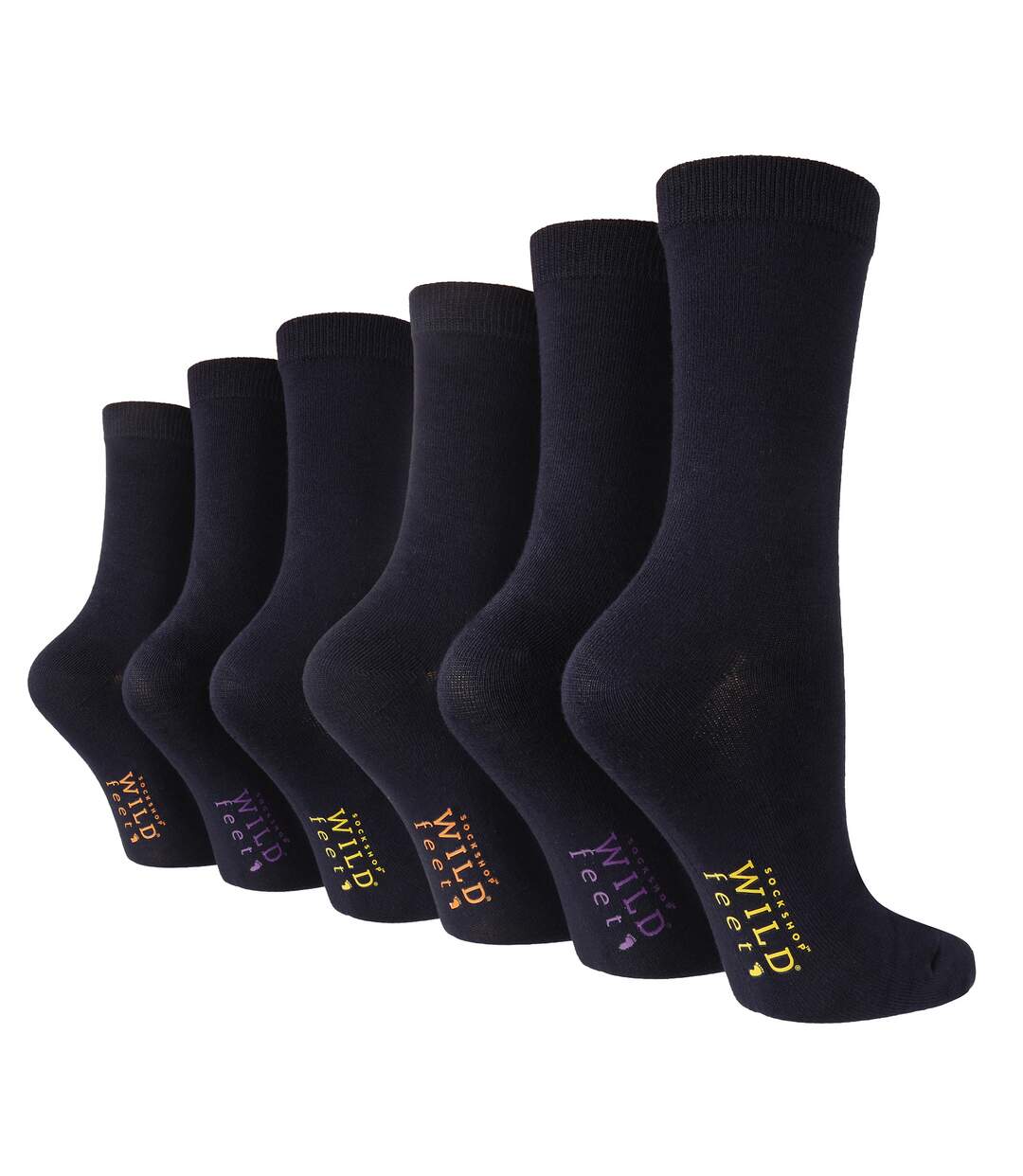 Wildfeet - 6 Paires Femme Chaussettes Bambou Unies | Fantaisie Mignon-1