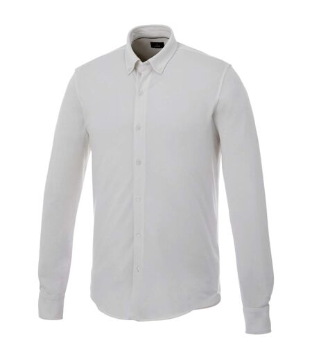 Elevate Mens Bigelow Long Sleeve Pique Shirt (White)