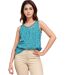 Débardeur Femme Turquoise à  Motif Fleurs avec Dentelle au Dos - Taille Unique-1