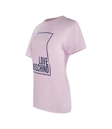 Womens/ladies Box Logo Cotton T-shirt Pink Love Moschino