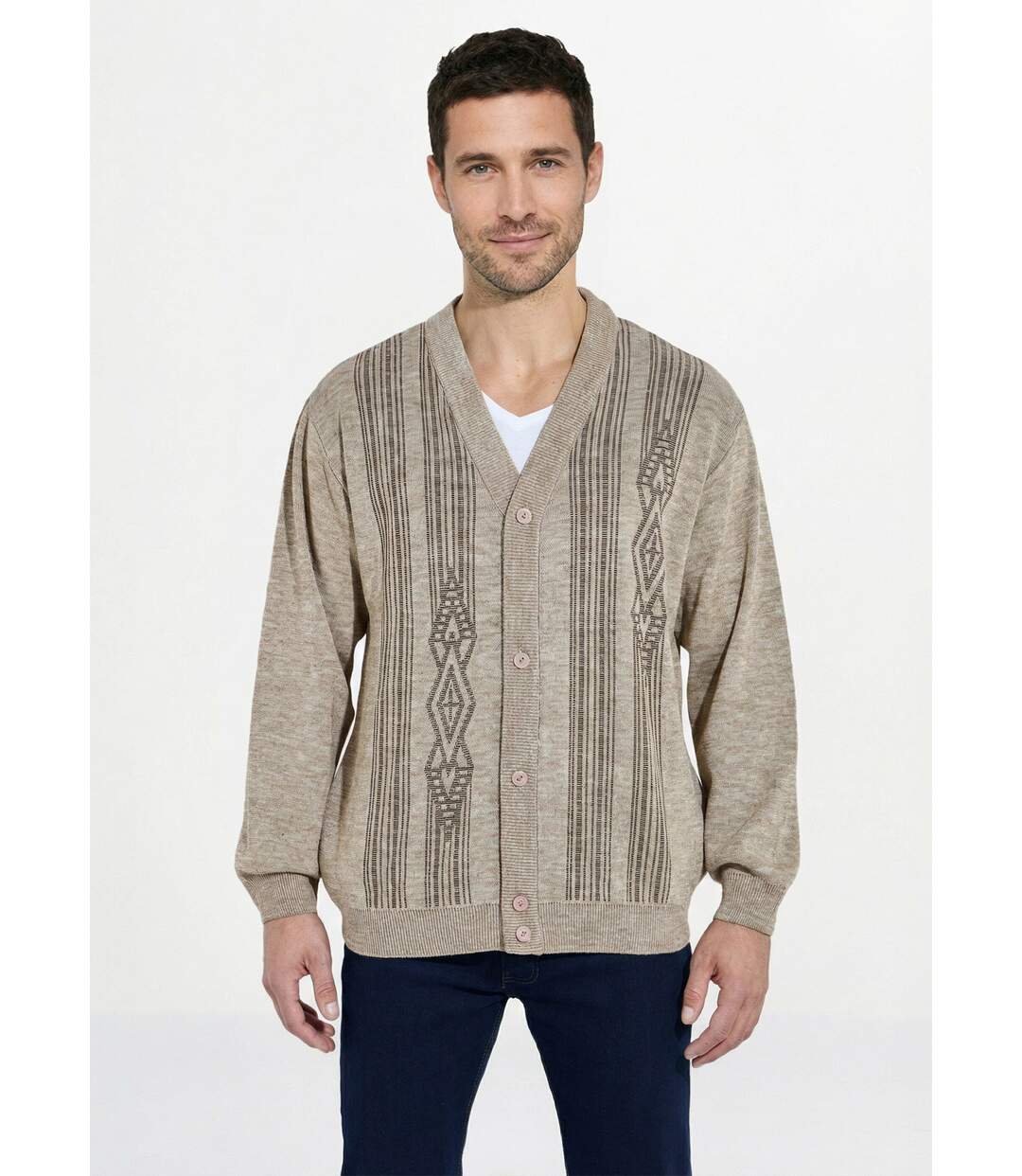 Gilet col V boutonné manches longues laine-1