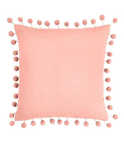 Dora pom pom velvet square cushion cover 45cm x 45cm pale pink Furn