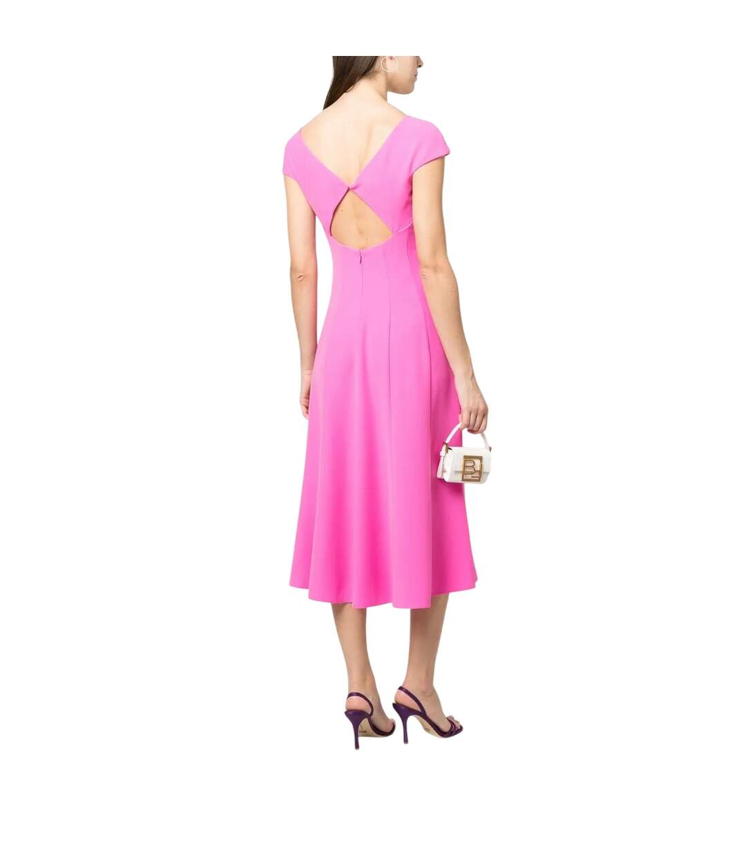 Womens/ladies Cut-out Back Midi Dress Pink Emporio Armani EA7-3