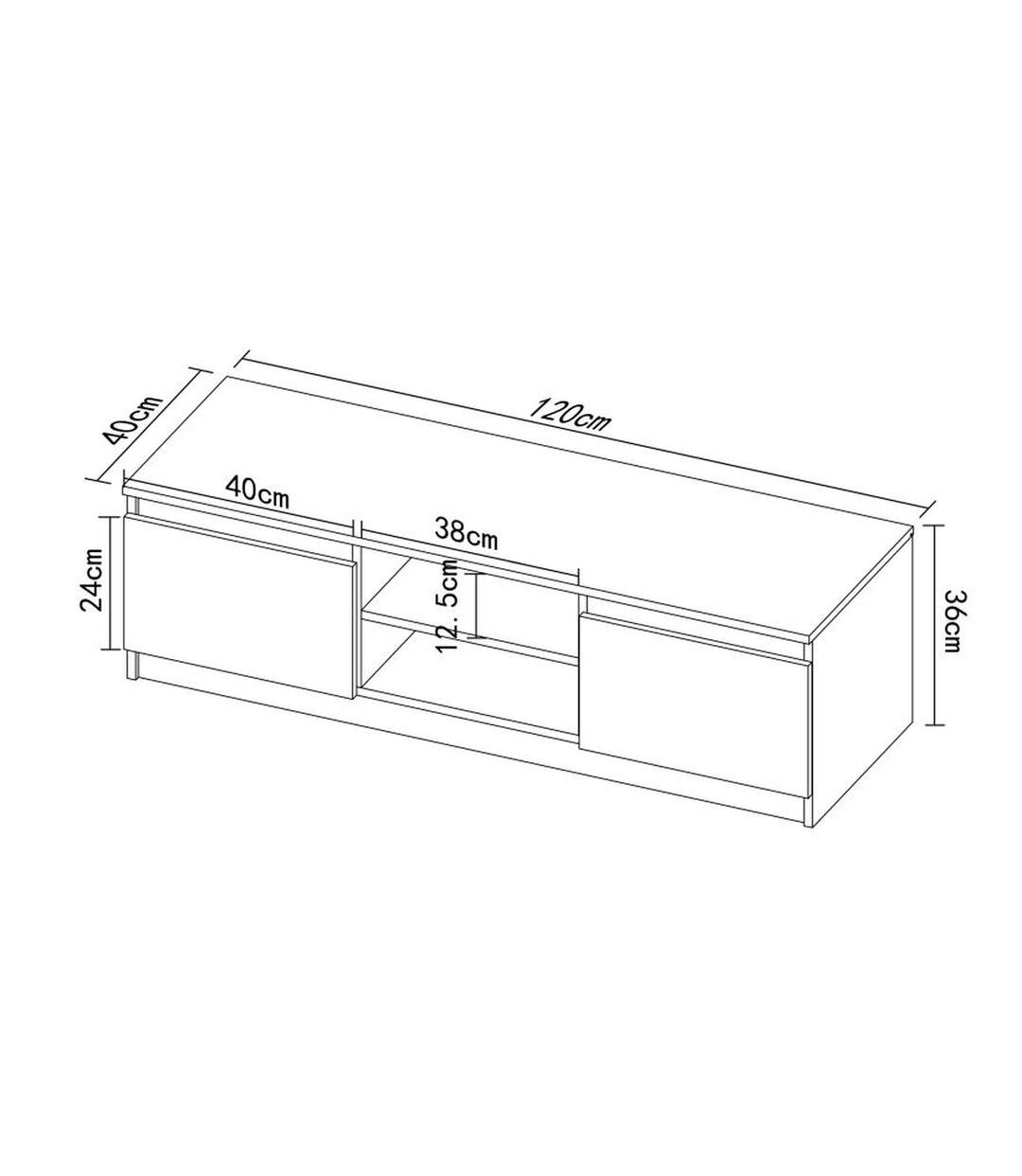 Meuble TV - Jack - Chêne et Blanc - 120 x 36 x 40 cm-2