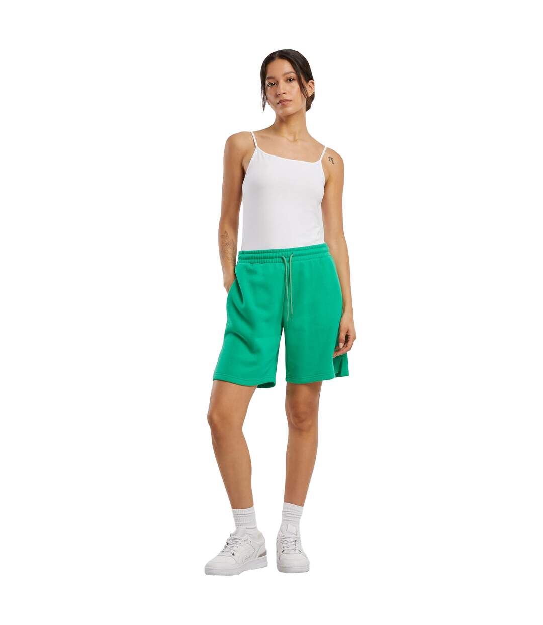 Short de jogging basic femme vert gazon Build Your Brand-3