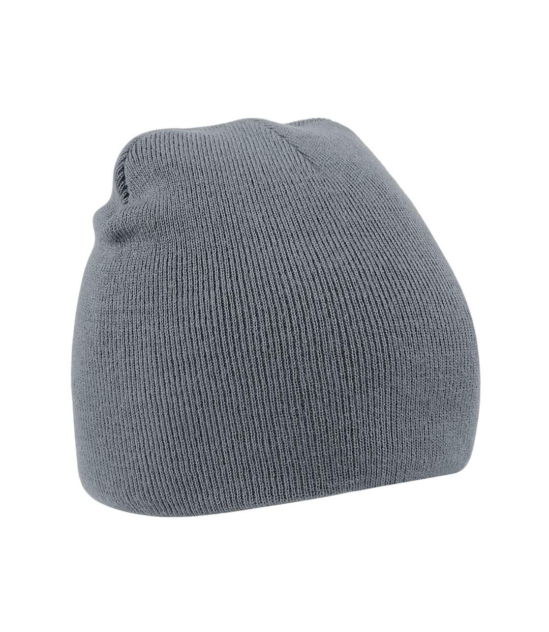 Plain basic knitted winter beanie hat graphite grey Beechfield-1