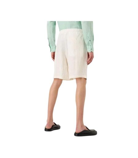 Mens Linen Plain Shorts White Emporio Armani EA7