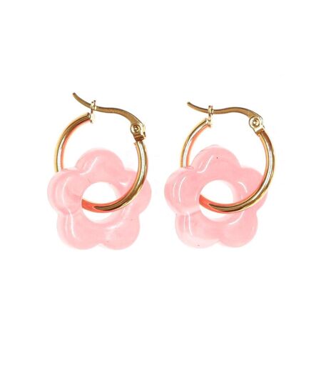 Boucles oreilles rose vif femme clio blue fleurs 20mm