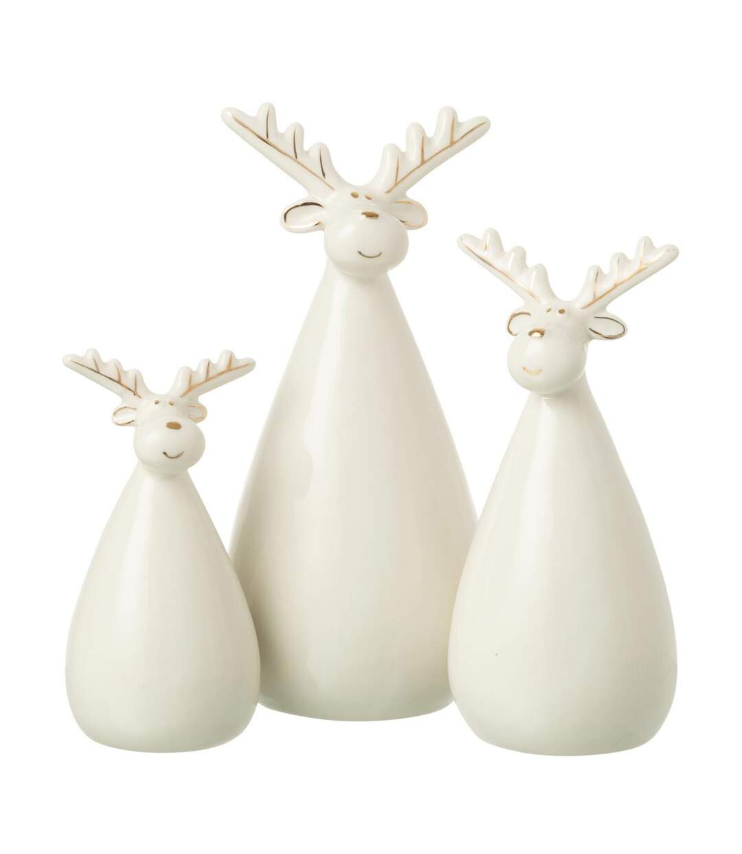 Lot de 3 Rennes Déco Ovales 21cm Écru-1