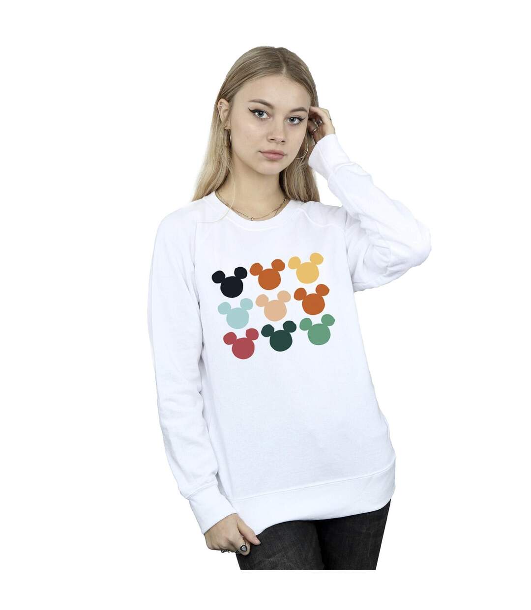 Disney Sweatshirt carré à tête de Mickey Mouse Femme/Ladies (Blanc) - UTBI29085-2