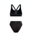 Womens/ladies Quantum Splice Ribbed Two-piece Swimsuit Black Light Blue Speedo-2
