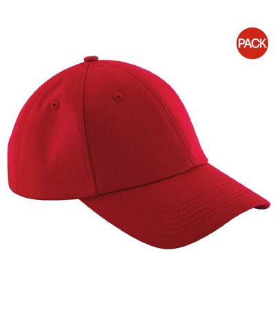 Beechfield Unisex Authentic 6 Panel Baseball Cap (Pack of 2) (Classic Red) - UTBC4234