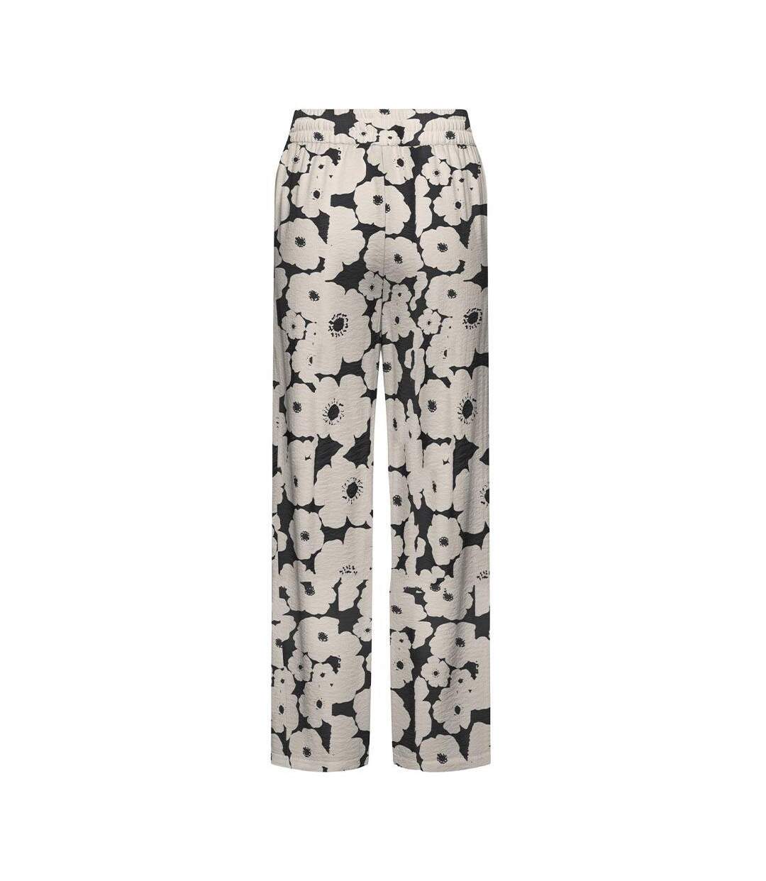Pantalon fluide beige/noir femme jdy troya-2