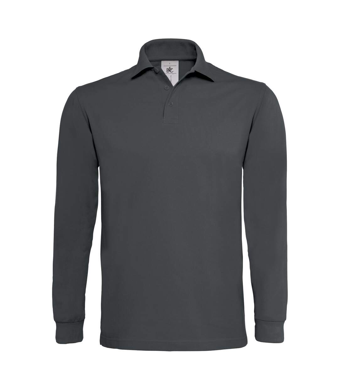 Polo lourd homme manches longues - PU423 - gris foncé-1