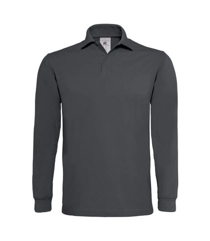 Polo lourd homme manches longues - PU423 - gris foncé