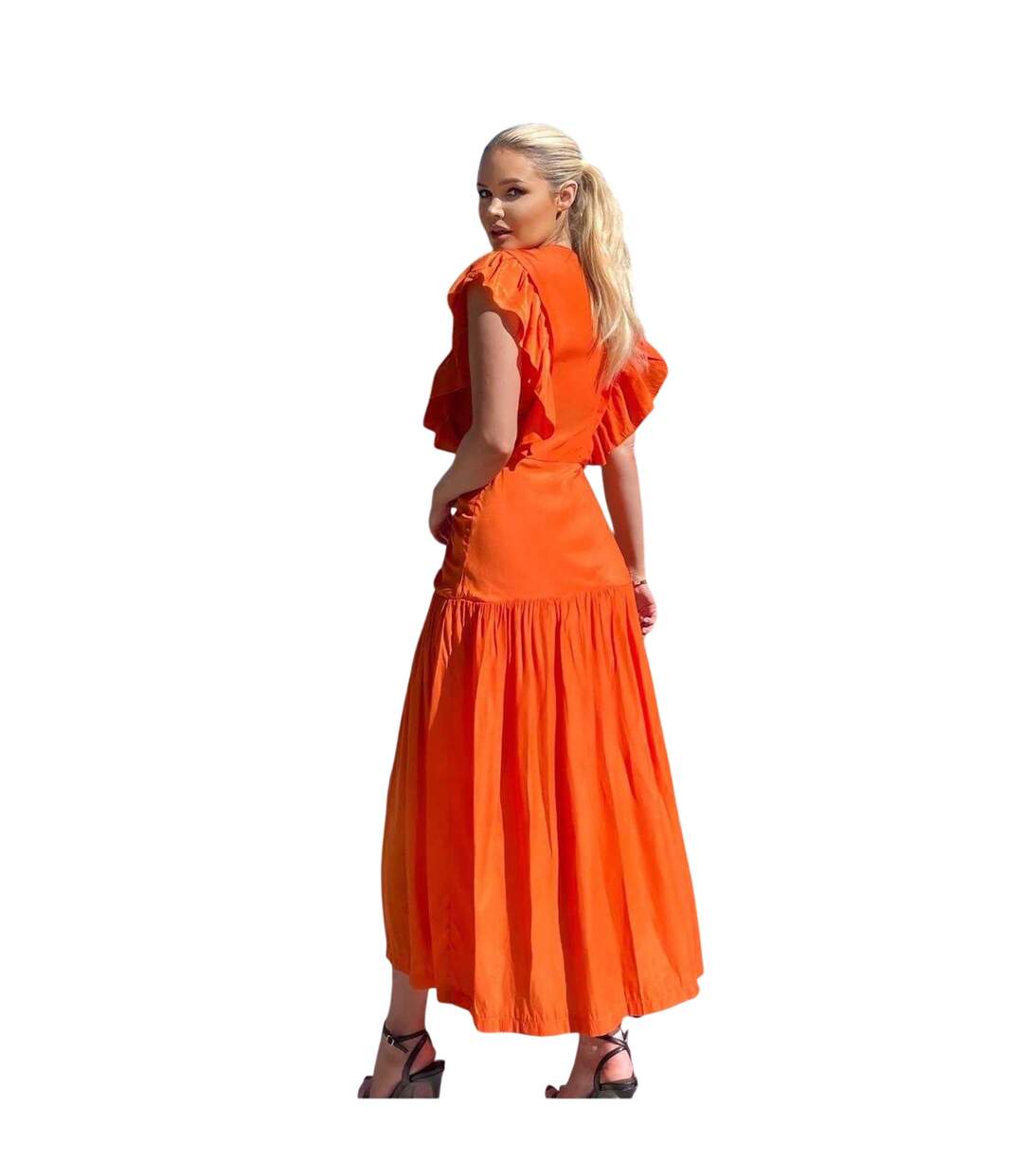 Robe Mi-longue Femme Orange AX Paris-3