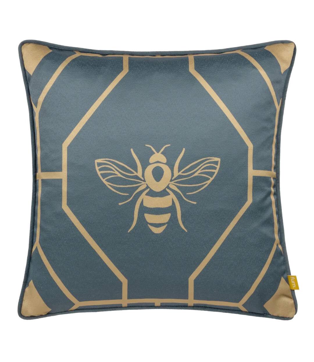 Bee deco geometric cushion cover 43cm x 43cm french blue Furn