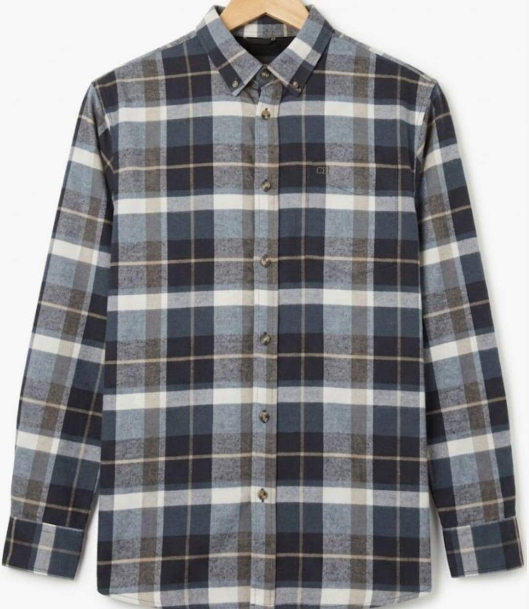 CHALLENGER BAKOU — Chemise à carreaux manches longues flanelle noir & beige : le confort doux et intemporel-5
