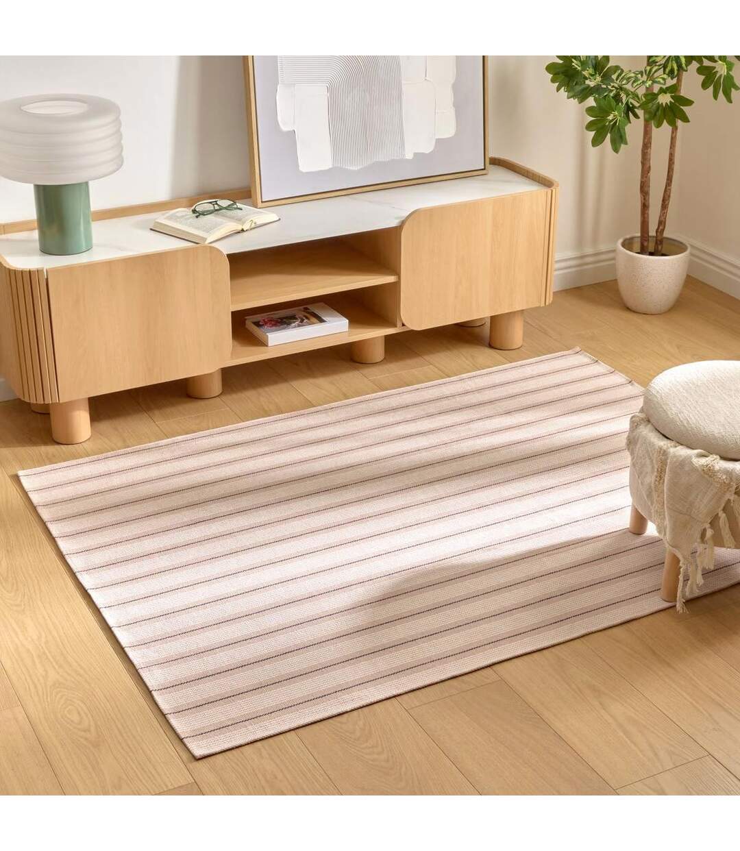 Tapis à Rayures Groove 120x170cm Beige & Bleu-3
