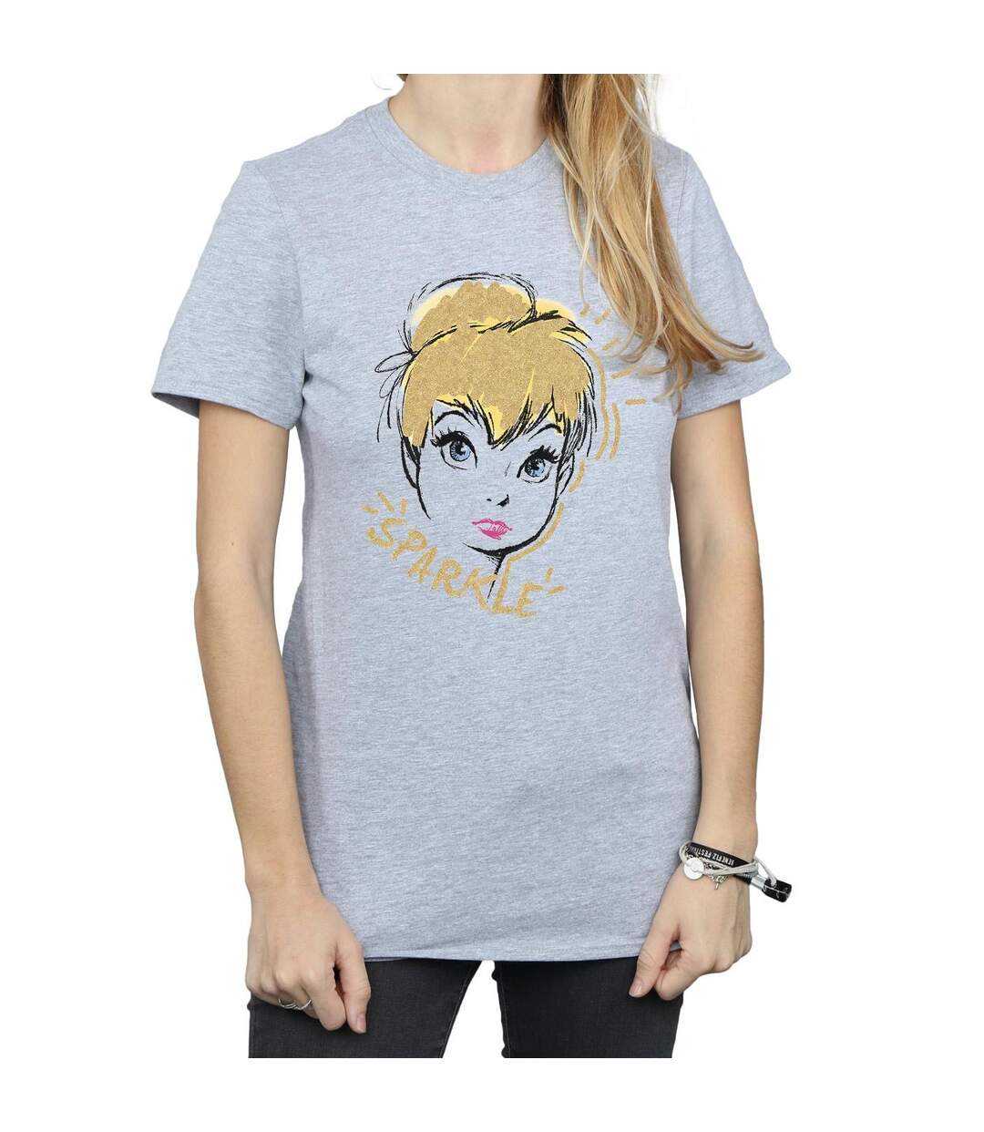 Disney T-shirt boyfriend en coton Fée Clochette étincelante Femmes/Ladies (Gris sportif) - UTBI46459-3