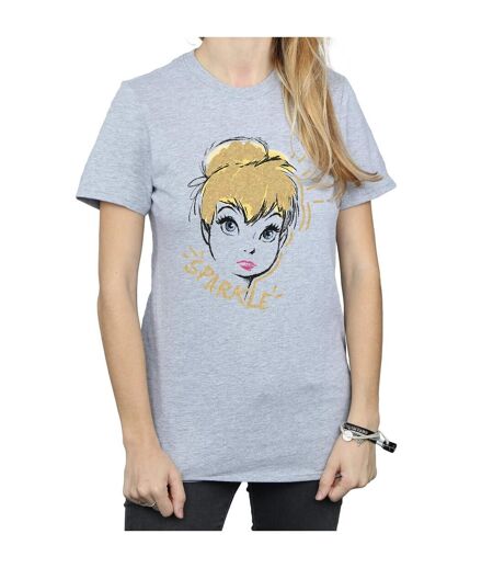 Disney T-shirt boyfriend en coton Fée Clochette étincelante Femmes/Ladies (Gris sportif) - UTBI46459