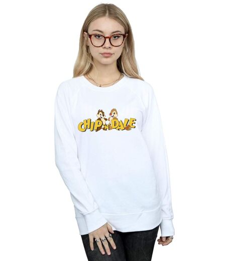 Disney Chip And Dale Character Logo Sweatshirt Womens/Ladies (Blanc) - UTBI14202