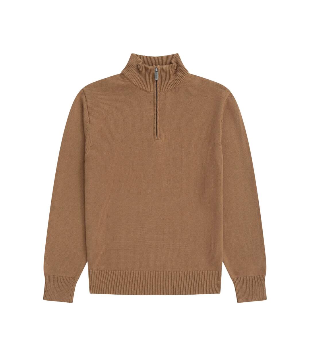 Mens Ribbed Quarter Zip Jumper Mustard Animal-1