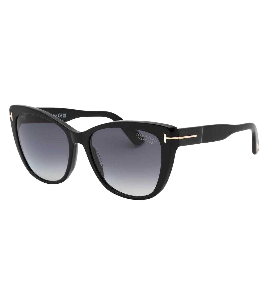Womens/ladies Smoke Polarised Sunglasses One Size Shiny Black Tom Ford-1