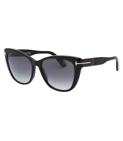 Womens/ladies Smoke Polarised Sunglasses One Size Shiny Black Tom Ford