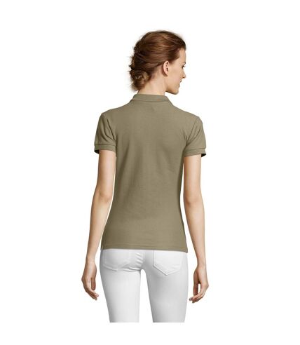 SOLS Womens/Ladies People Pique Short Sleeve Cotton Polo Shirt (Khaki)