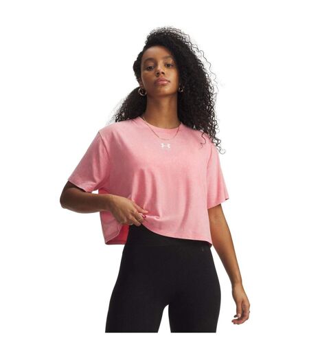 T-shirt Court Décontracté Rival Femme Rose Blanc Under Armour