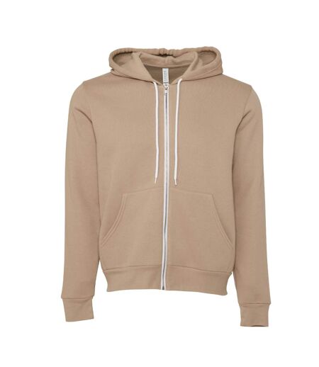 Canvas unixex zip-up polycotton fleece hooded sweatshirt / hoodie tan Bella + Canvas