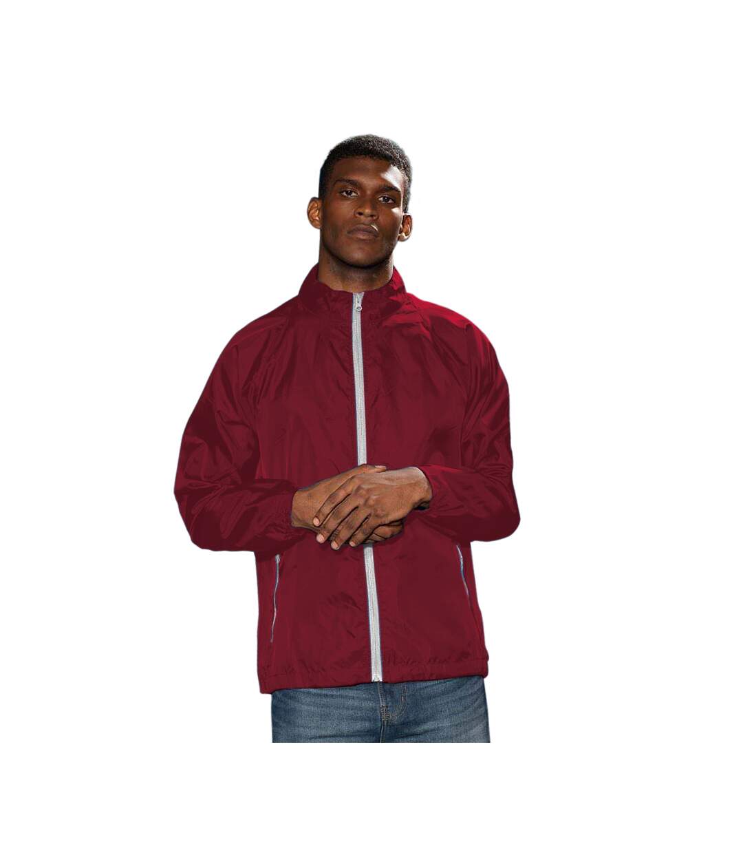2786 - Veste de pluie légère - Homme (Bordeaux/Blanc) - UTRW2501