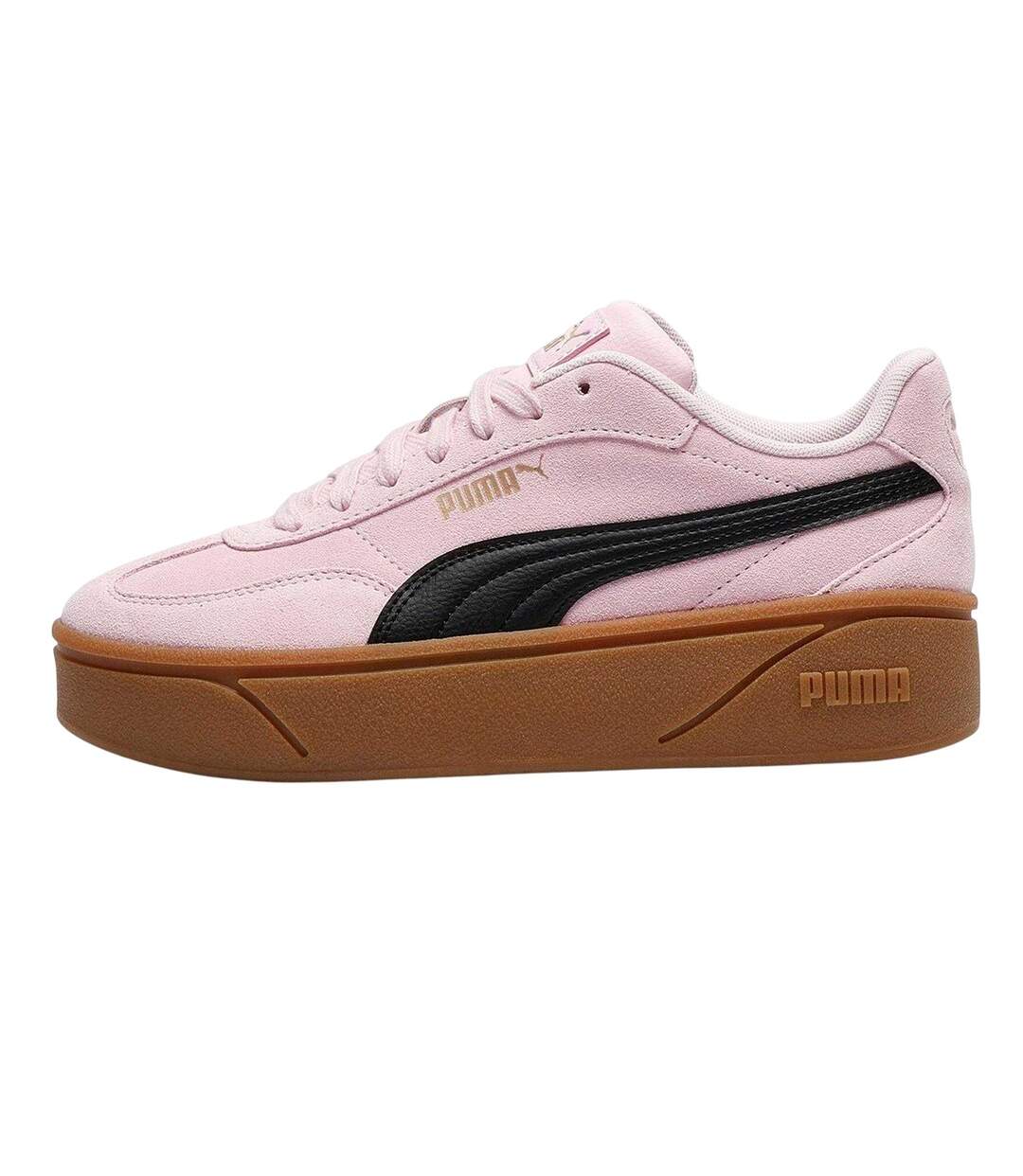 Womens/ladies Club Era Ii Suede Platform Trainers Pink Navy Gum Puma-2