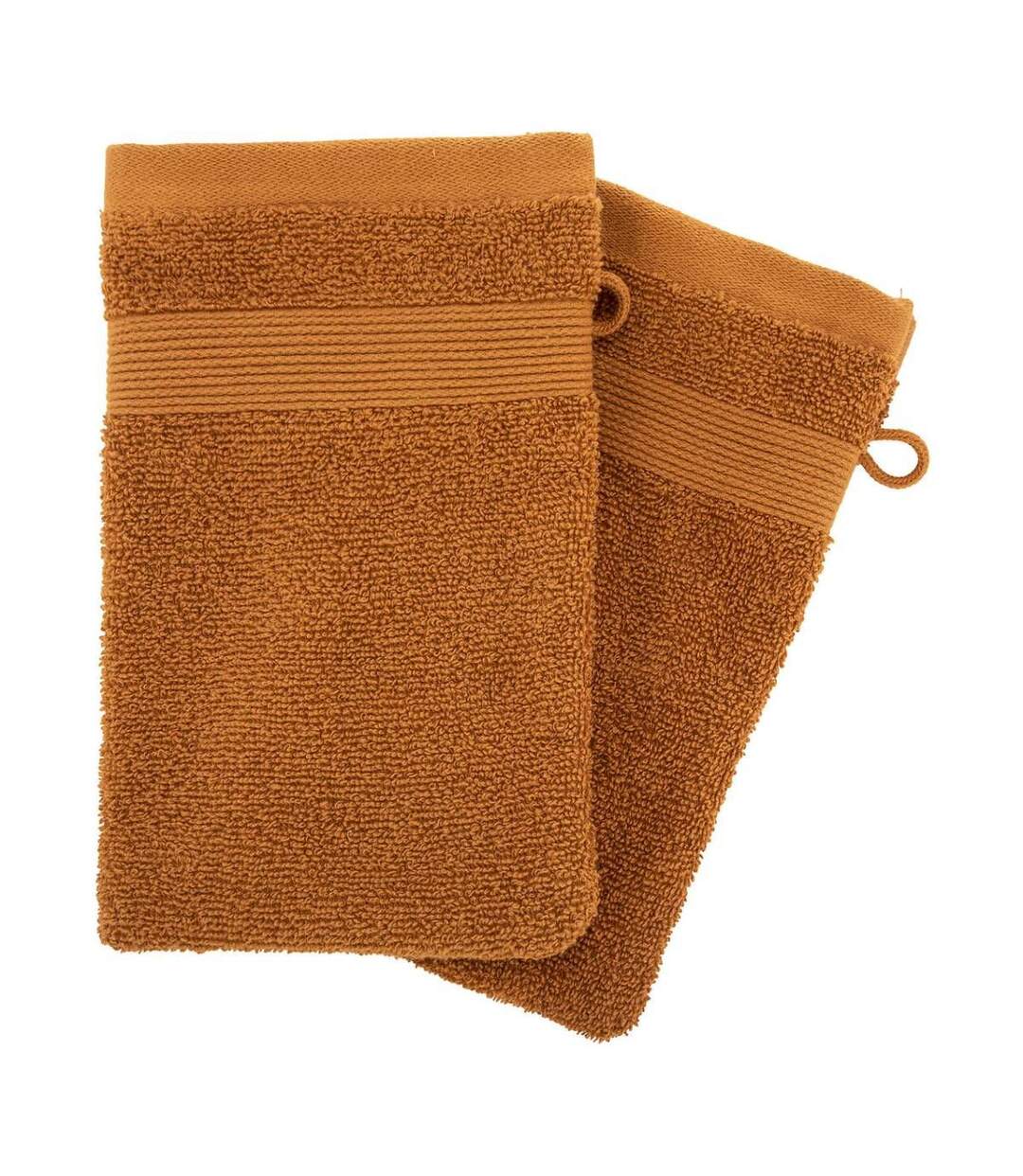 Lot de 2 Gants de Toilette Confort 15x21cm Cannelle-1