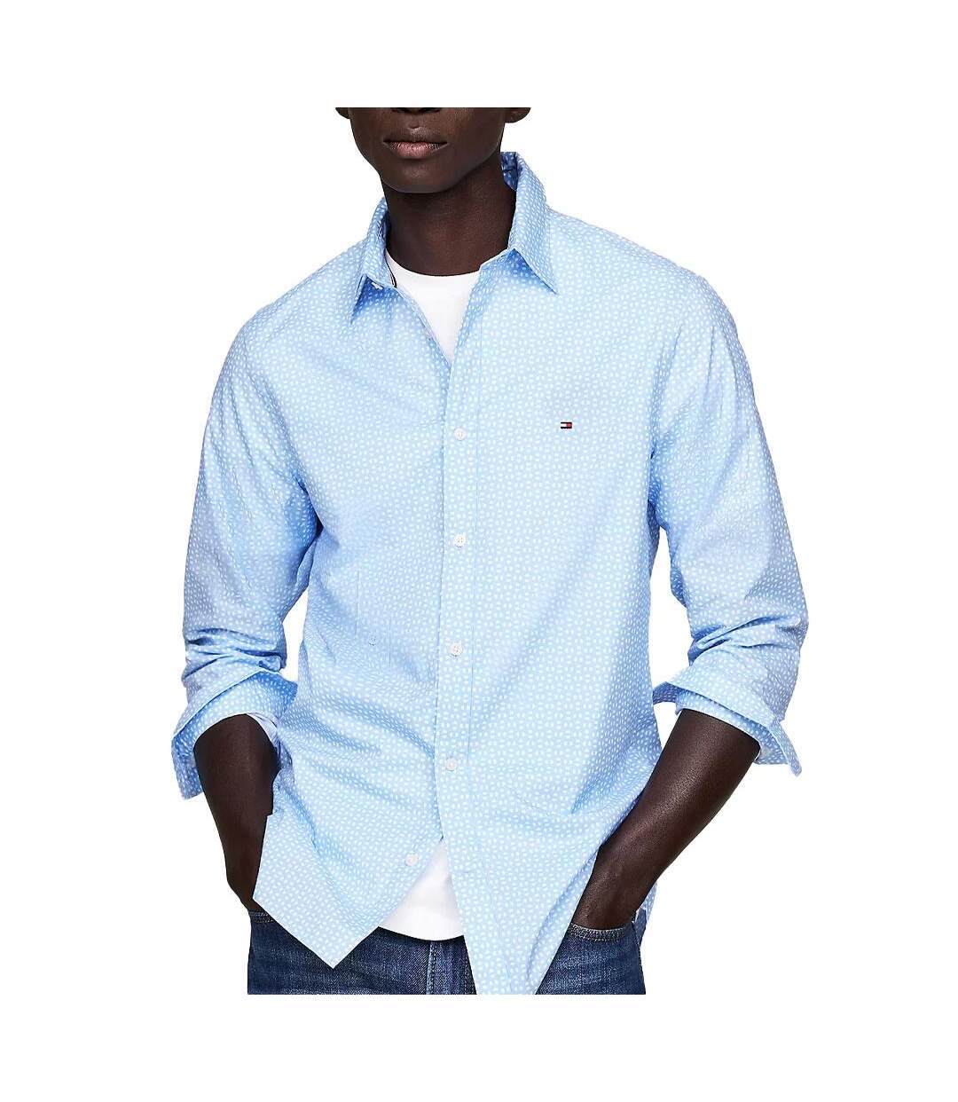 Chemise bleu homme tommy hilfiger poplin 0gy - s-1