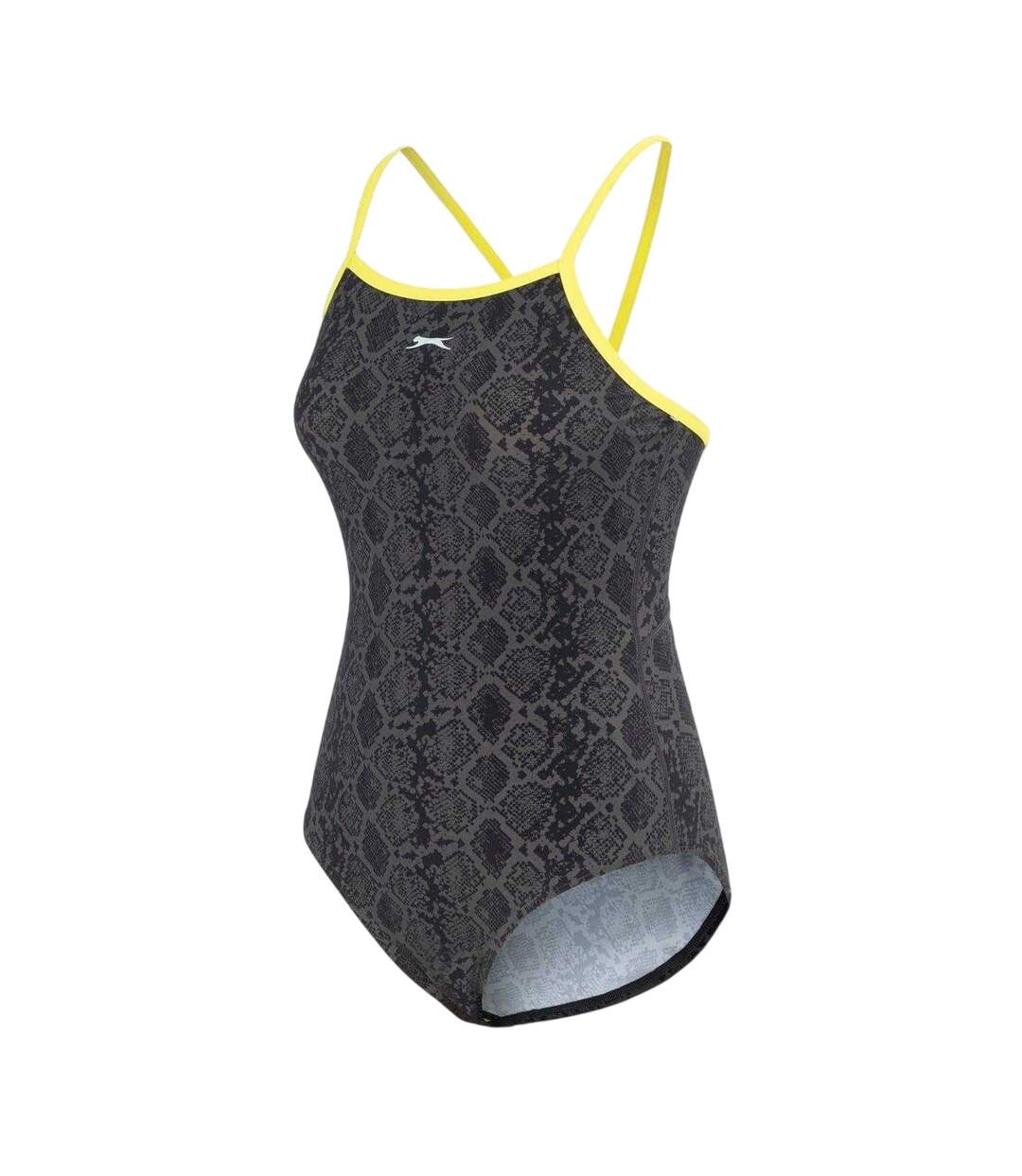 Maillot De Bain 1 Pièce Motif/style Peau De Serpent Femme Noir Vert Slazenger-3